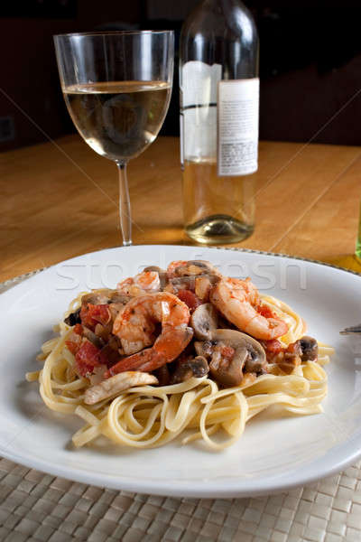 Stock photo: Shrimp Scampi with Linguine