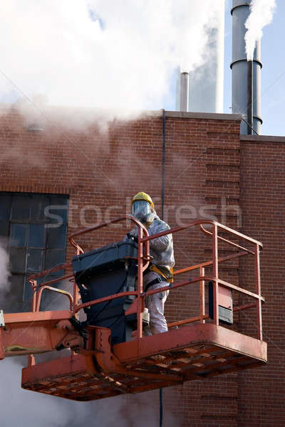 Commerciële schilder omhoog industriële schilderij masker Stockfoto © ArenaCreative