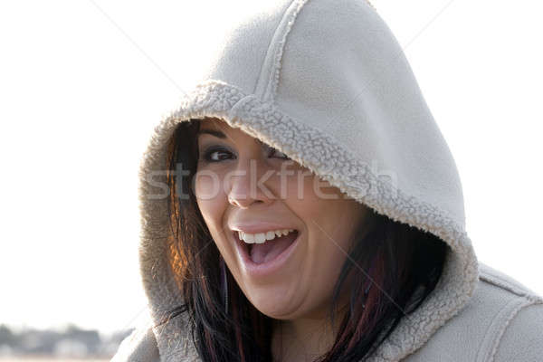 Happy Hooded Woman Stock photo © ArenaCreative