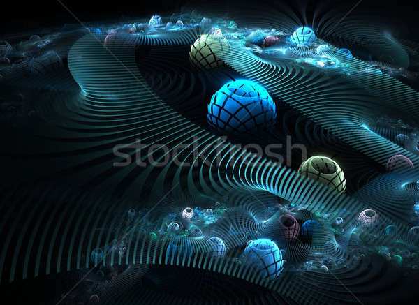 3D absztrakt fraktál gömbök művészet zöld Stock fotó © ArenaCreative