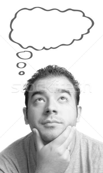 Stock photo: Guy with Thought Bubble