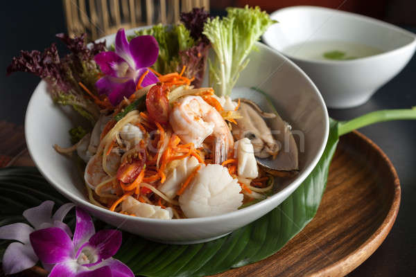 Thai Seafood Som Tum Salad with Soup Stock photo © arenacreative