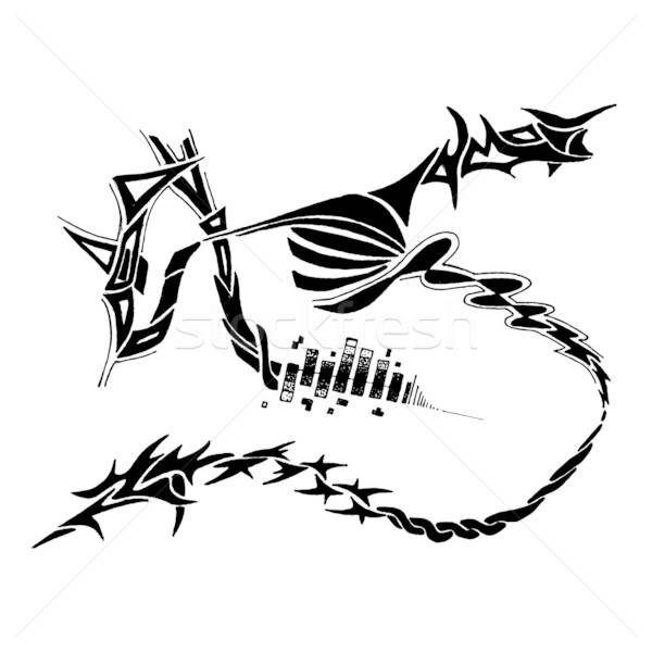 Tribali scarabocchi vettore disegno isolato bianco Foto d'archivio © ArenaCreative