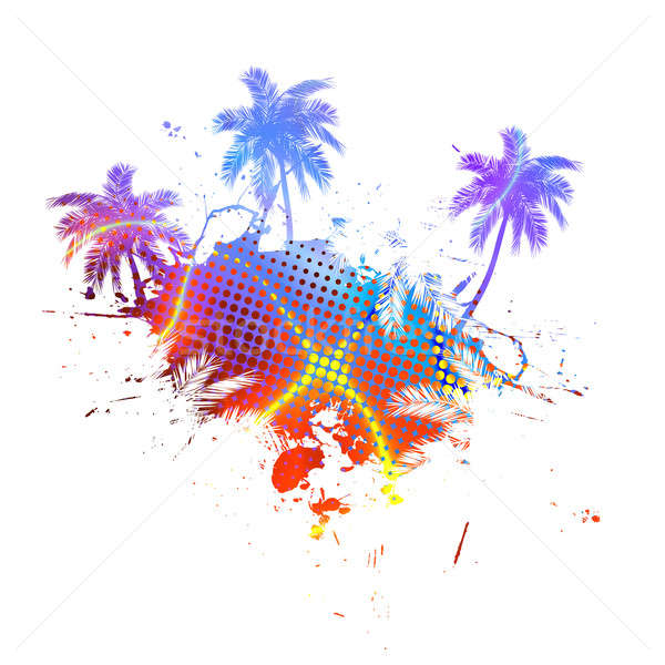 Colorful Palm Trees Grunge Stock photo © ArenaCreative
