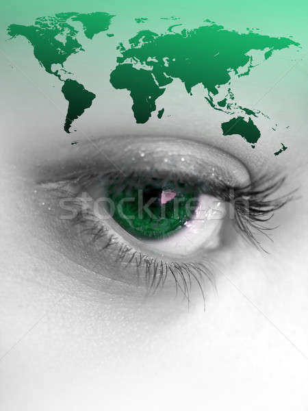 Welt Auge Montage ziemlich Farbe isoliert Stock foto © ArenaCreative