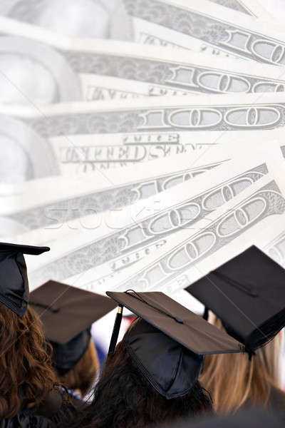 Oktatás főiskola montázs diplomások izolált pénz Stock fotó © ArenaCreative