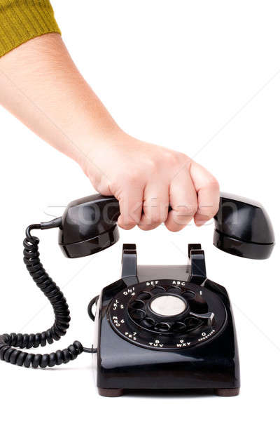 Stockfoto: Opknoping · omhoog · telefoon · hand · oude