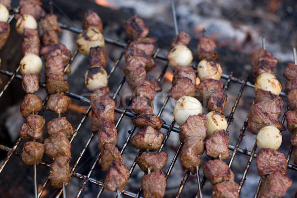 Carne kebab cottura caldo campo fuoco Foto d'archivio © ArenaCreative
