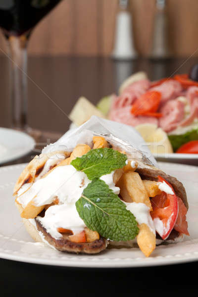Greek Gyro Pita Wrap Stock photo © ArenaCreative