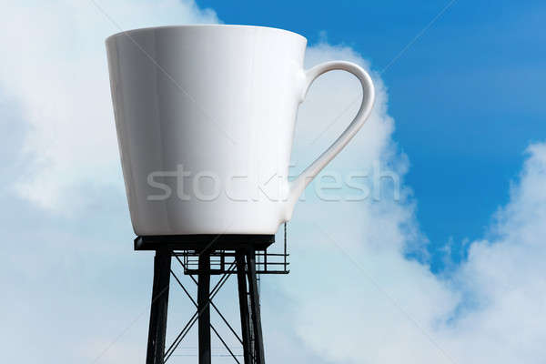 [[stock_photo]]: Géant · tasse · de · café · réservoir · tour · énorme · fournir