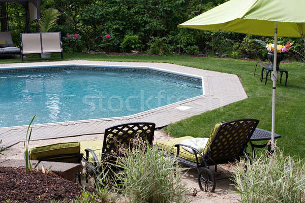 Luxos teren piscină detaliu vedere patio Imagine de stoc © ArenaCreative