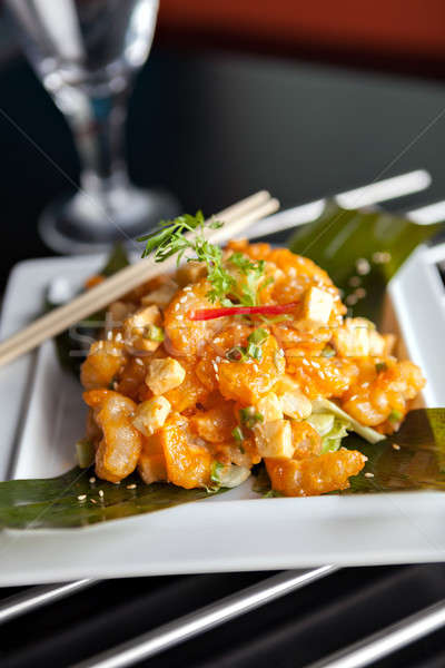 Knusprig thai Garnelen Gericht Apfel Sesam Stock foto © arenacreative