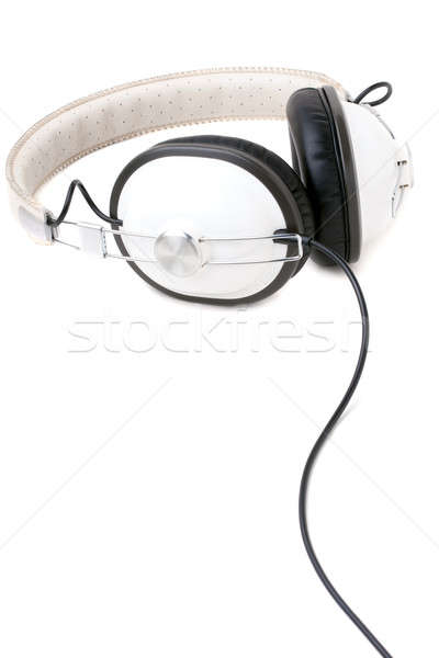 Stockfoto: Hoofdtelefoon · witte · ingesteld · retro-stijl · hoofd · telefoons