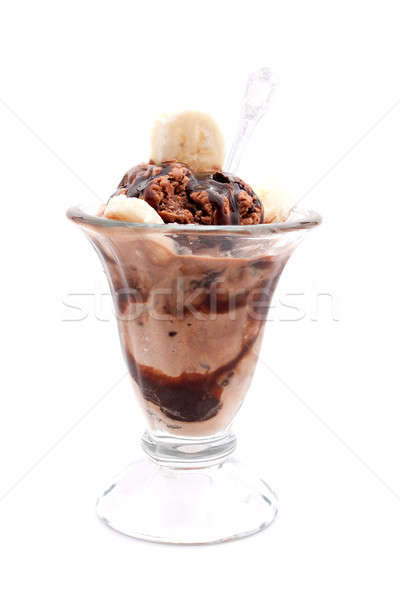 шоколадом мороженым мороженое с фруктами блюдо изолированный Сток-фото © ArenaCreative