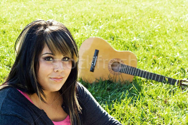 Stock photo: Girl and Guitar