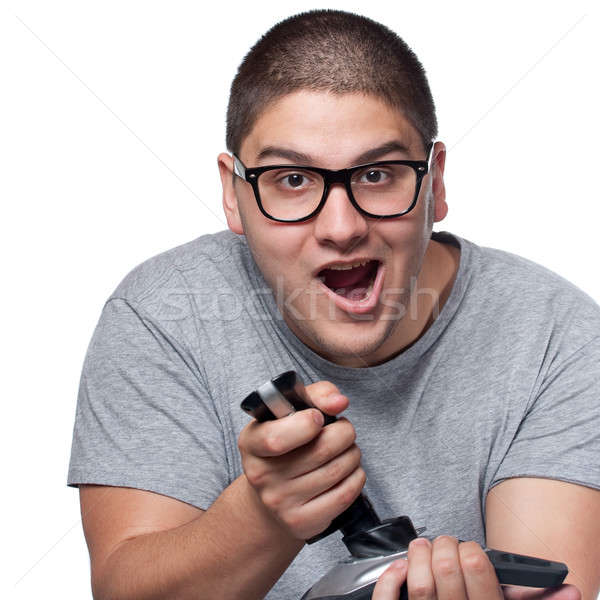 Tiener spelen video games leuk liefhebbend video Stockfoto © ArenaCreative