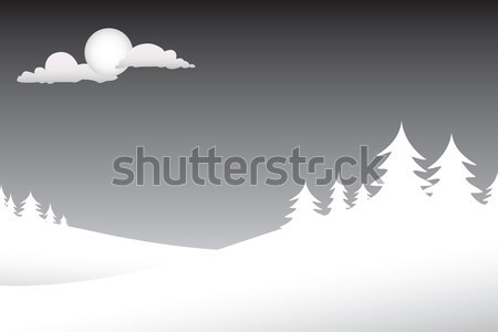 Tél éjszakai jelenet téli tájkép fenyőfa fák éjszaka Stock fotó © ArenaCreative