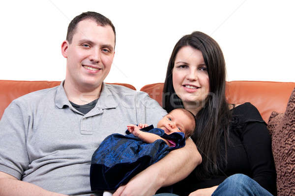 Familie drie mensen glimlachend jonge gelukkig gezonde Stockfoto © ArenaCreative