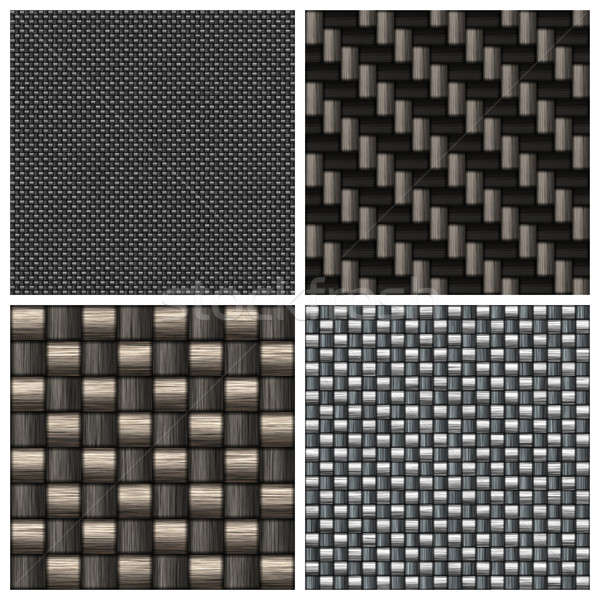 Fibra de carbono coleção quatro diferente padrões azulejos Foto stock © ArenaCreative