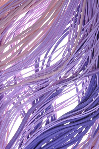 Foto stock: Púrpura · ordenador · cables · aislado · blanco · textura