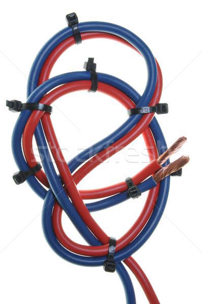 Niebieski czerwony przewód używany elektryczne technologii Zdjęcia stock © Arezzoni