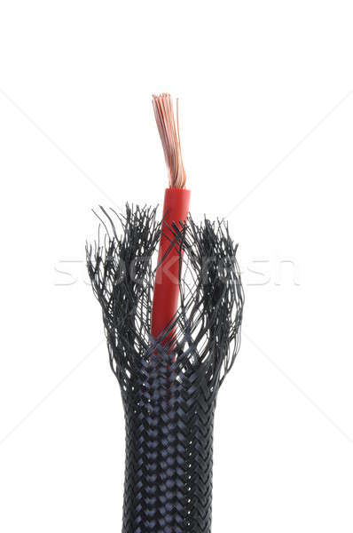 Foto stock: Flexible · tubo · rojo · alambre · fondo · energía