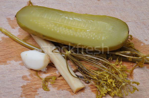 Pickled cucumber on worktop Stock photo © Arezzoni