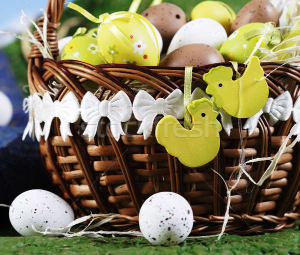 Színes húsvéti tojás kéz festett Stock fotó © Ariusz