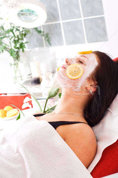 Masque femme cosmétiques salon fruits visage [[stock_photo]] © Ariusz