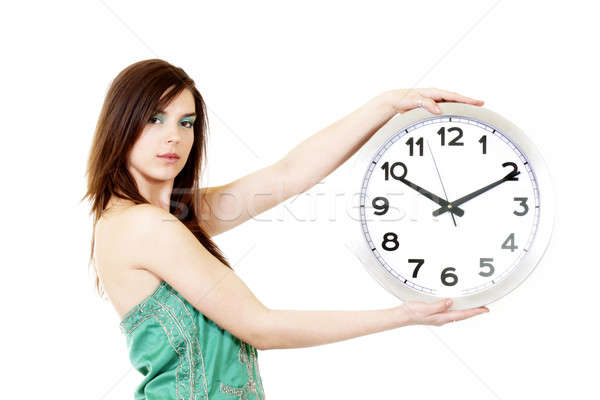 Temps travaux femme horloge blanche femmes [[stock_photo]] © Ariusz