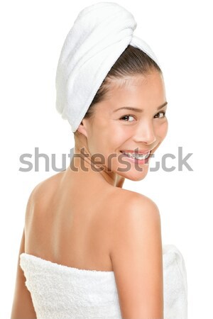Fürdő szépségápolás nő visel fehér törölközők Stock fotó © Ariwasabi