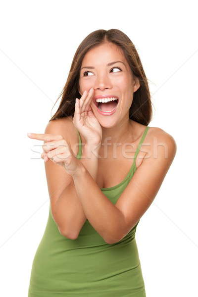 Râs îndreptat femeie cineva amuzant dinamic Imagine de stoc © Ariwasabi