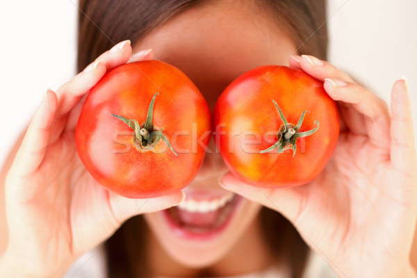 Healthy people: Tomato woman fun Stock photo © Ariwasabi