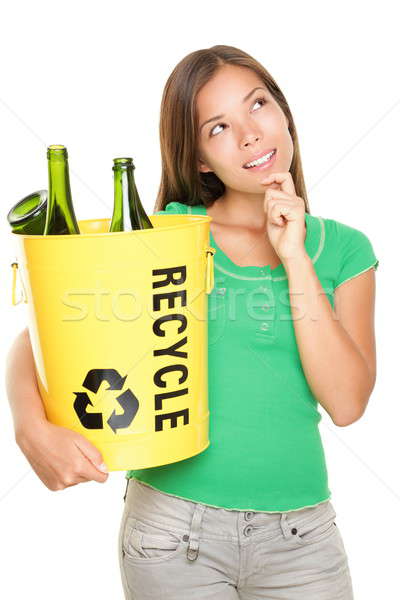 [[stock_photo]]: Recyclage · femme · pense · recycler · espace · de · copie