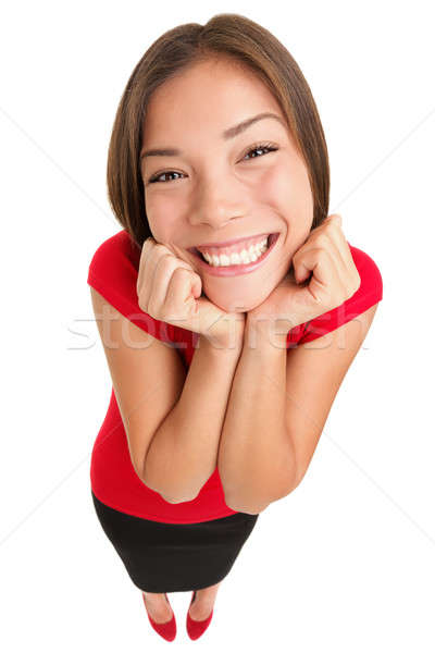 Vicces aranyos izgatott nő izolált teljes alakos Stock fotó © Ariwasabi