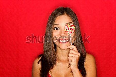 Smink nő rúzs vörös rúzs néz tükör Stock fotó © Ariwasabi