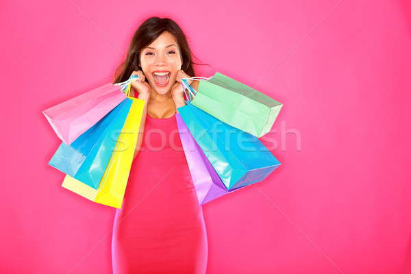 Foto d'archivio: Shopping · donna · felice · eccitato