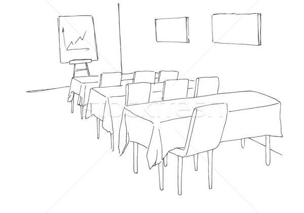 Foto d'archivio: Sala · conferenze · sketch · stile · sedia · da · ufficio