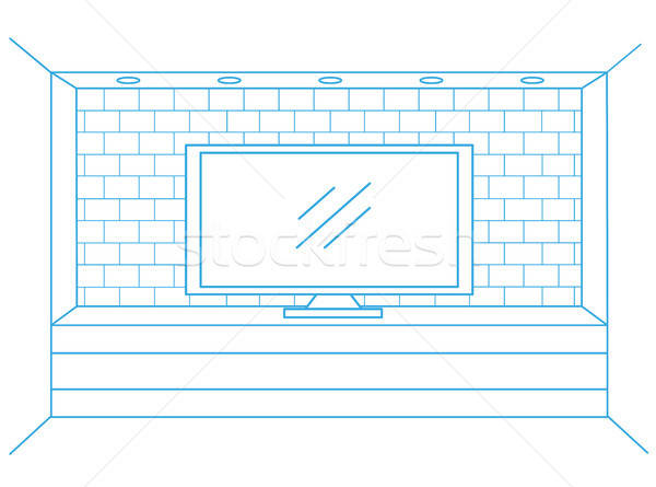 Linear sketch of the interior. Dresser with TV. Vector illustration. Stock photo © Arkadivna