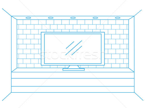 Linéaire croquis intérieur commode tv maison [[stock_photo]] © Arkadivna