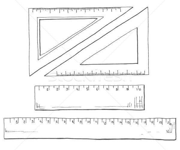 Hand drawn a set of rulers and triangles. Vector illustration of a sketch style Stock photo © Arkadivna