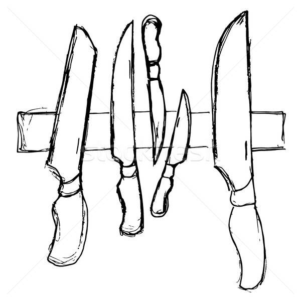 Knives of different shapes and sizes.Vector illustration in a sketch style. Stock photo © Arkadivna