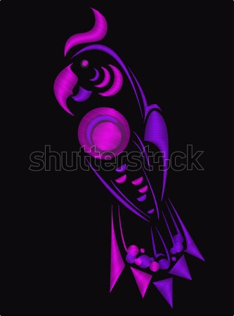Embroidered parrot isolated on a black background. Vector illustration. Stock photo © Arkadivna