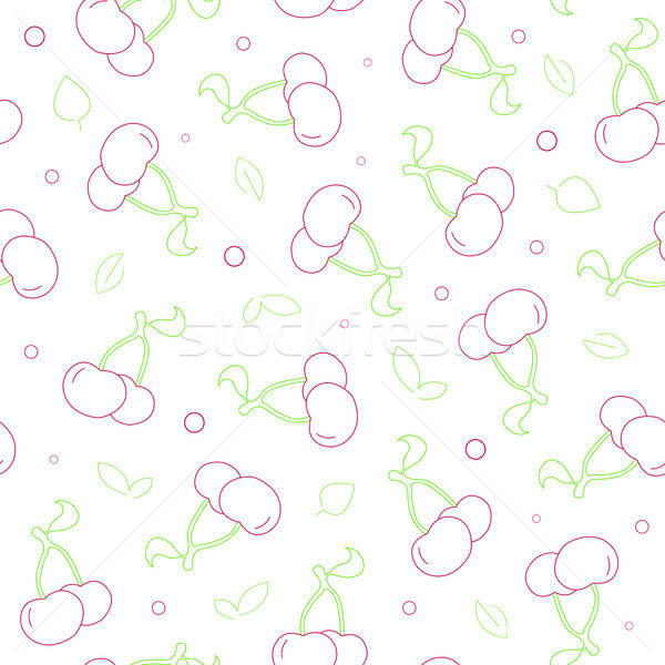 Seamless pattern with berries. Pattern with cherries in a linear style. Vector illustration. Stock photo © Arkadivna