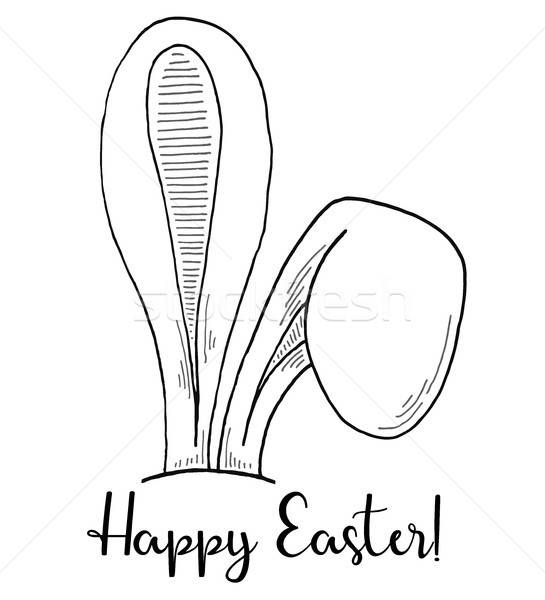 Happy Easter greeting card printable three cute pastel Easter egg with  Bunny ears cartoon drawing outline vector 6296986 Vector Art at Vecteezy