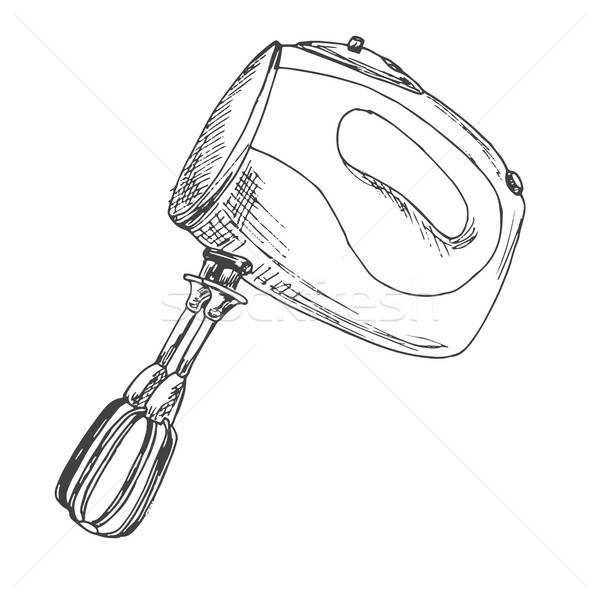 Stock photo: Mixer isolated on white background. Vector illustration of a sketch style.