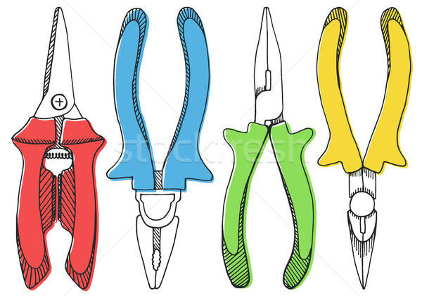Set of pliers, pincers, and pruning scissors. Tools illustration Stock photo © Arkadivna