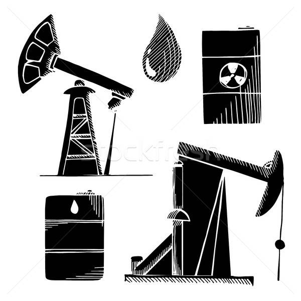 Industrial sketch icons. Industrial objects isolated on white background. Vector illustration. Stock photo © Arkadivna