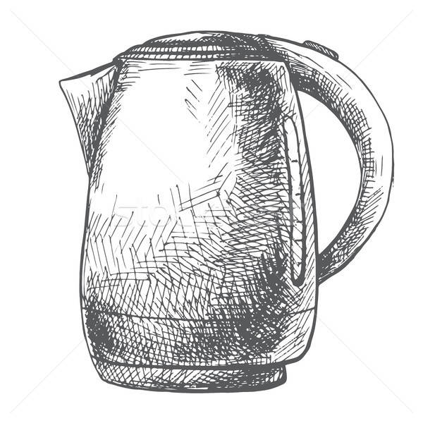Electric kettle isolated on white background. Vector illustration of a sketch style. Stock photo © Arkadivna