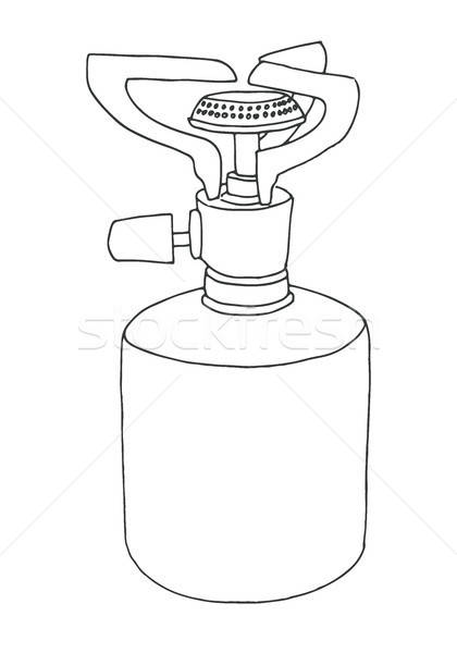 Sketch of a camping stove. Vector illustration. Burner isolated on white background. Stock photo © Arkadivna